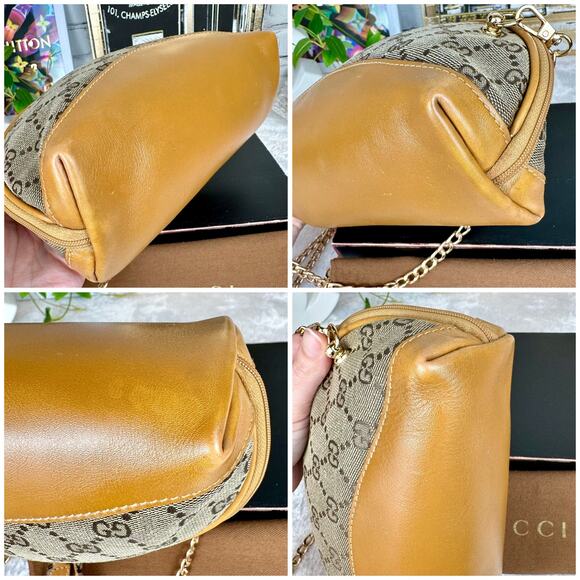 Gucci GG canvas and leather cosmetic pouch crossbody bag Vintage beauty! - Picture 4 of 16